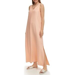 DKNY Peachy Pink Linen Sleeveless Maxi Dress